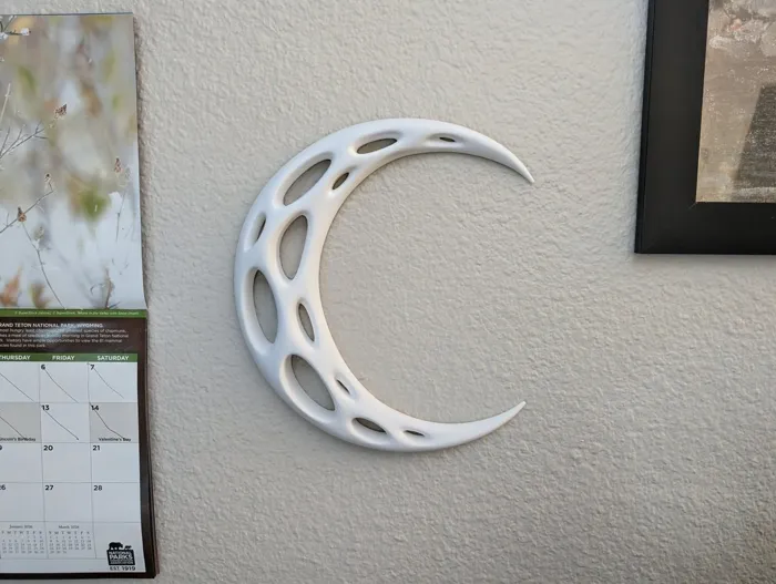Voronoi Crescent Moon Wall Art