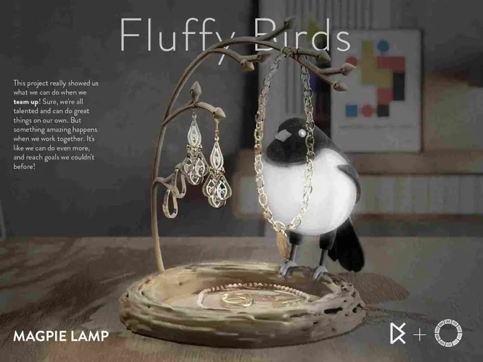 Fluffy Birds - Magpie Lamp