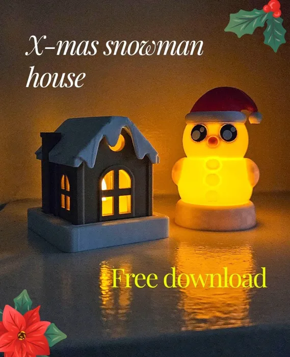 Ligthed Snowman & House