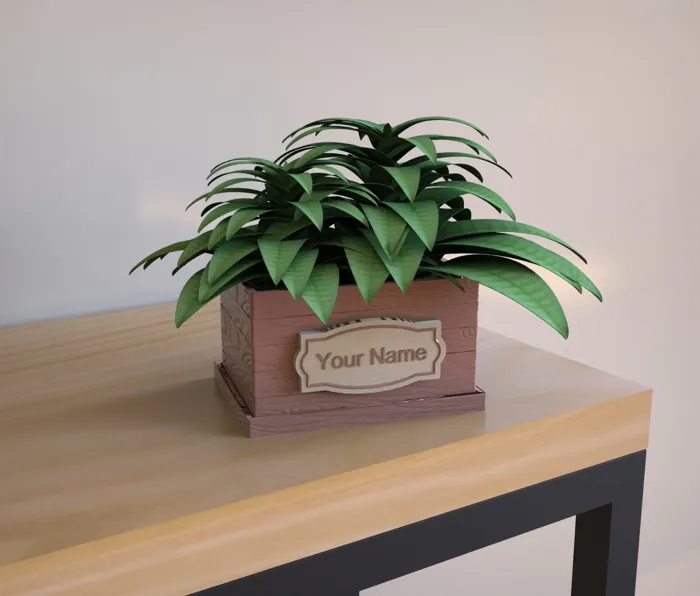 Wooden Planter With Name Label