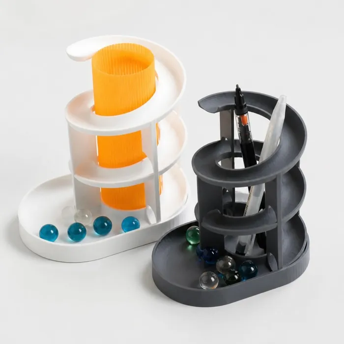 FIDGET ROLLING MARBLE PEN HOLDER | SPIRAL DESK TOY ORGANIZER