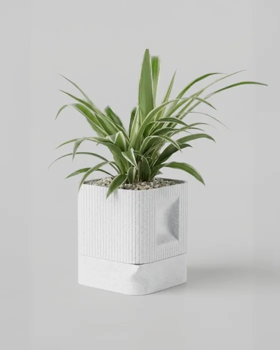 Aura | Architectural Ribbed Square Planter with Hidden Drainage