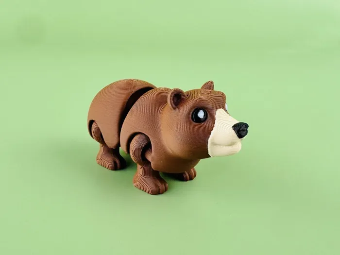 Brown Bear - Articulated Keychain Figure | Flexi Print- in-Place | No Supports