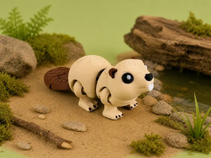 Beaver Articulated Keychain Figure
