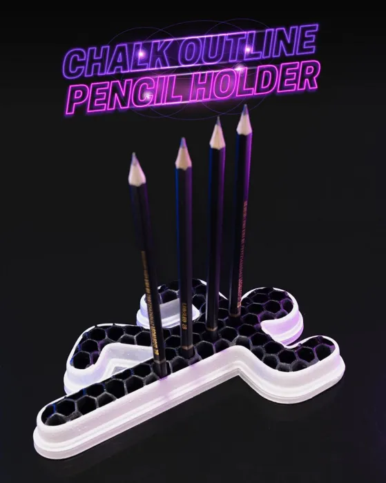 Chalk Outline Pencil Holder