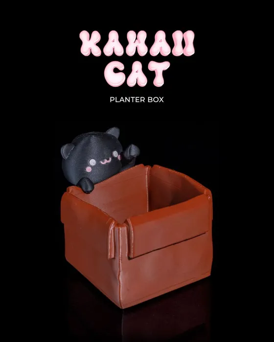 Kawaii Cat with a Planter Box